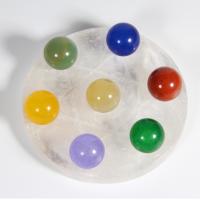 Gemstone Decoration, Natural Stone, Round, for home and office, mixed colors, The length of the chassis is about 95.7mm,Bead diameter about 19.8mm 