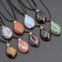 Gemstone Brass Pendants, Natural Stone, with Brass, Teardrop, gold color plated, DIY [