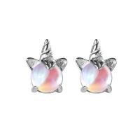 Sterling Silver Stud Earring, 925 Sterling Silver, with Lampwork, fashion jewelry & for woman [