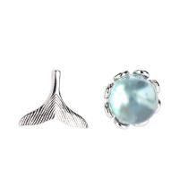 925 Sterling Silver Asymmetric Stud Earrings, with Lampwork, fashion jewelry & for woman 