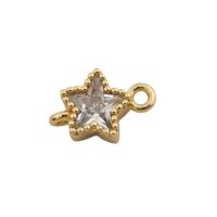 Cubic Zirconia Micro Pave Brass Connector, Star, gold color plated, DIY & micro pave cubic zirconia, golden Approx 1.5mm 