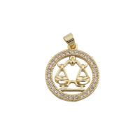 Cubic Zirconia Micro Pave Brass Pendant, gold color plated, fashion jewelry & Unisex & micro pave cubic zirconia, golden Approx 3.5mm [