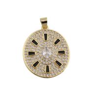 Cubic Zirconia Micro Pave Brass Pendant, Round, gold color plated, fashion jewelry & Unisex & micro pave cubic zirconia, golden Approx 3.5mm [