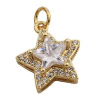 Cubique Pendentif en laiton zircon pavent, étoile, Placage de couleur d'or, bijoux de mode & pavé de micro zircon & pour femme, doré Environ 3.5mm, Vendu par PC[