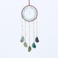 Fashion Dream Catcher, Agate, with Natural Gravel & leather cord & Iron, handmade, for home and office, mixed colors, 550mm 