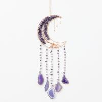 Fashion Dream Catcher, Amethyst, with Agate & Brass & Iron, Moon, handmade, for home and office, purple, 550mm 