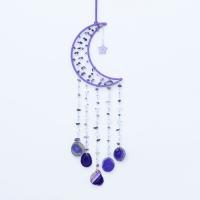 Fashion Dream Catcher, Amethyst, with leather cord & Agate & Iron, Moon, handmade, for home and office, purple, 600mm 