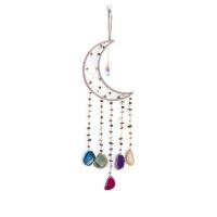 Fashion Dream Catcher, Natural Gravel, with leather cord & Agate & Iron, Moon, handmade, for home and office, multi-colored, 600mm 