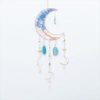 Fashion Dream Catcher, Agate, with Crystal & Quartz & Brass & Iron, Moon, handmade, for home and office, mixed colors, 560mm 