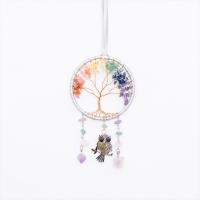 Fashion Dream Catcher, Natural Gravel, with Brass & Iron, Tree, handmade, for home and office, multi-colored, 350mm 