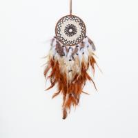 Fashion Dream Catcher, Feather, with leather cord & Lace & Iron, handmade, for home and office brown, 650mm [