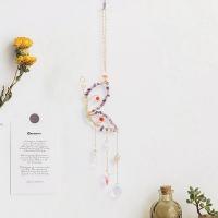 Hanging Ornaments, Iron, with Natural Gravel & Crystal, Butterfly, handmade, for home and office, mixed colors, 350mm [