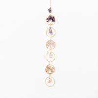 Hanging Ornaments, Brass, with Natural Gravel & Iron, handmade, for home and office, mixed colors, 650mm [
