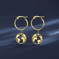 Titanium Steel Earrings, Round, Vacuum Ion Plating, fashion jewelry & for woman & hollow, gold 