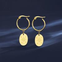 Titanium Steel Earrings, Vacuum Ion Plating, fashion jewelry & for woman, gold [