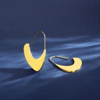Titan Stahl Ohrringe, Titanstahl, Vakuum-Ionen-Beschichtung, Modeschmuck & für Frau, Goldfarbe, 40.5x1.4mm, verkauft von Paar[
