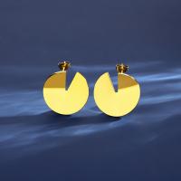 Titan Stahl Ohrringe, Titanstahl, Vakuum-Ionen-Beschichtung, Modeschmuck & für Frau, Goldfarbe, 24.7x24.9mm, verkauft von Paar[
