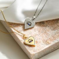 Rhinestone Brass Necklace, with 5cm extender chain, Heart, plated, fashion jewelry & for woman & with rhinestone Approx 39 cm [