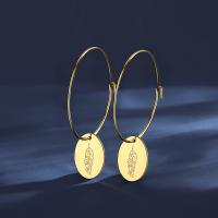 Titan Stahl Ohrringe, Titanstahl, Vakuum-Ionen-Beschichtung, Modeschmuck & für Frau, Goldfarbe, 44x10.1mm, verkauft von Paar[