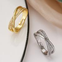 Zircon pavent l'anneau en laiton de doigt, bijoux de mode & pavé de micro zircon & pour femme, plus de couleurs à choisir, Inside mm, Vendu par PC[