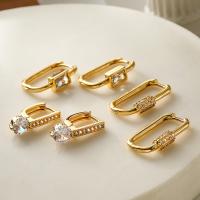 Boucles d'oreilles en laiton zircon cubique pavent, Placage de couleur d'or, bijoux de mode & styles différents pour le choix & pavé de micro zircon & pour femme, Vendu par paire[