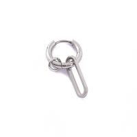 Huggie Hoop Drop Earring, 304 Stainless Steel, Cross, plated, for man, silver color, Internal 10mm [
