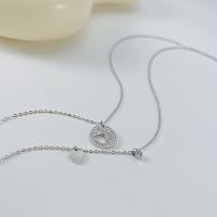 Titanium Steel Jewelry Necklace, with 6CM extender chain, plated, micro pave cubic zirconia & for woman Approx 40 cm [