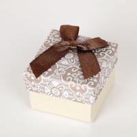 Jewelry Gift Box, Paper, Square, printing, random style & with ribbon bowknot decoration, mixed colors 