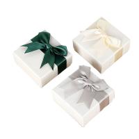 Jewelry Gift Box, Paper, Square, with ribbon bowknot decoration 