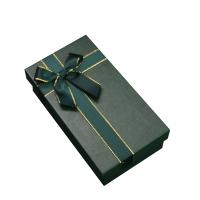 Jewelry Gift Box, Paper & with ribbon bowknot decoration, green 
