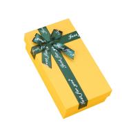 Jewelry Gift Box, Paper & with ribbon bowknot decoration, yellow 