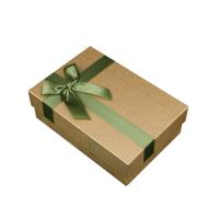 Jewelry Gift Box, Paper & with ribbon bowknot decoration, gold 