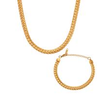 Fashion Stainless Steel Jewelry Sets, 304 Stainless Steel, with 5cm extender chain, 18K gold plated, fashion jewelry & for woman, golden Approx 40 cm, Approx 16 cm 