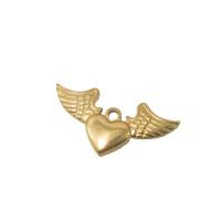 pendentifs de cœur en inox , Acier inoxydable 304, Coeur avec des ailes, Plaqué d'or 18K, DIY, doré Vendu par PC
