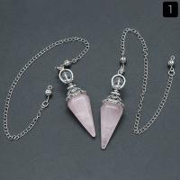 Gemstone Jewelry Pendant, Natural Stone, with Zinc Alloy, Conical, silver color plated, fashion jewelry & Unisex Approx 31 cm 