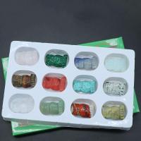 Gemstone Decoration, with paper box & Plastic, Carved, for home and office & mixed, mixed colors 