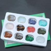 Gemstone Decoration, with paper box & Plastic, Carved, for home and office & mixed, mixed colors 