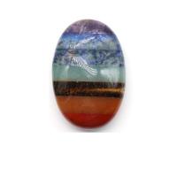 Gemstone Decoration, Rainbow Stone, Flat Oval, polished, for home and office, multi-colored 