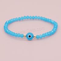 Evil Eye Jewelry Bracelet, Crystal, with Elastic Thread & Lampwork & Zinc Alloy, Flat Round, gold color plated, fashion jewelry & for woman Approx 18 cm 