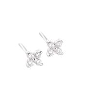Cubic Zirconia Micro Pave Sterling Silver Earring, 925 Sterling Silver, plated, fashion jewelry & micro pave cubic zirconia & for woman 