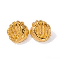 Edelstahl Stud Ohrring, 304 Edelstahl, Vakuum-Ionen-Beschichtung, Modeschmuck & für Frau, goldfarben, 24.7x23.7mm, verkauft von Paar[