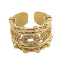 Цирконий Micro Pave Латунь палец кольцо, плакирован золотом, ювелирные изделия моды & Мужская & инкрустированное микро кубического циркония, Золотой, inner diameter 18mm, продается PC