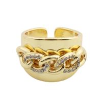 Цирконий Micro Pave Латунь палец кольцо, плакирован золотом, ювелирные изделия моды & Мужская & инкрустированное микро кубического циркония, Золотой, inner diameter 17.5mm, продается PC