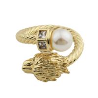 Цирконий Micro Pave Латунь палец кольцо, с Shell Pearl, плакирован золотом, ювелирные изделия моды & Мужская & инкрустированное микро кубического циркония, Золотой, inner diameter 18mm, продается PC