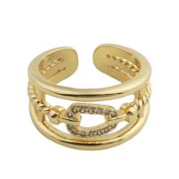 Цирконий Micro Pave Латунь палец кольцо, плакирован золотом, ювелирные изделия моды & Мужская & инкрустированное микро кубического циркония, Золотой, inner diameter 17.5mm, продается PC