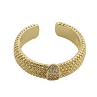 Cubic Zirconia Micro Pave Brass Finger Ring, gold color plated, fashion jewelry & Unisex & micro pave cubic zirconia, golden, inner diameter 18mm 