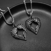 Stainless Steel Jewelry Necklace, 304 Stainless Steel, Heart, Unisex & with rhinestone 