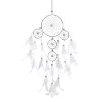 Fashion Dream Catcher, Feather, with leather cord & Iron, handmade, for home and office white, 550mm 