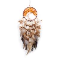 Fashion Dream Catcher, Feather, with Cotton Thread & leather cord & Plastic & Iron, Tree, handmade, for home and office, mixed colors, 680mm 