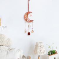 Fashion Dream Catcher, leather cord, with Natural Gravel & Agate & Crystal & Brass & Iron, Moon, handmade, for home and office, mixed colors, 400mm 